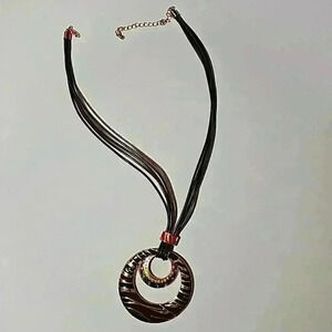 Fashion cord necklace with pendant eighteen inches with adjustable exten…